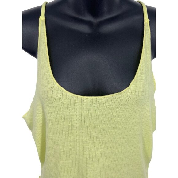 Anthropologie Ribbed Knit Yellow Spaghetti Strap Tank Top Size Medium M NWT New - Picture 2 of 10